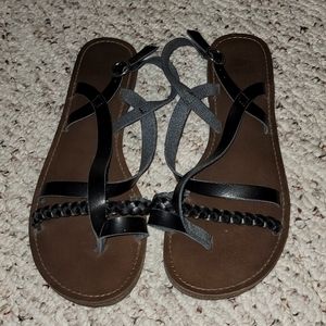 Ladies Black Leather Sandals